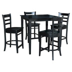 Set da pranzo da 5 pezzi nero altezza bancone per 4 persone