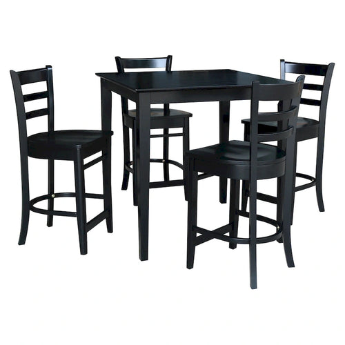 Set da pranzo da 5 pezzi nero altezza bancone per 4 persone