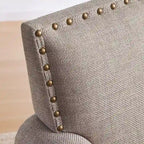 Set divanetto e poltrona decorativa con effetto lino, beige/grigio/marrone, 2 posti
