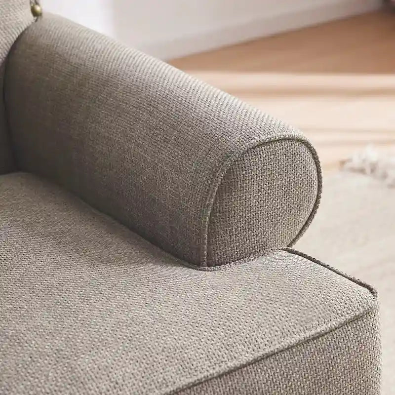 Set divanetto e poltrona decorativa con effetto lino, beige/grigio/marrone, 2 posti