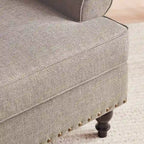Set divanetto e poltrona decorativa con effetto lino, beige/grigio/marrone, 2 posti