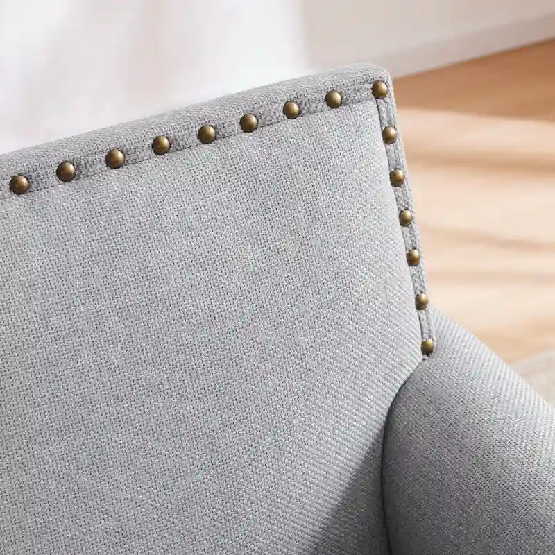 Set divanetto e poltrona decorativa con effetto lino, beige/grigio/marrone, 2 posti