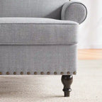 Set divanetto e poltrona decorativa con effetto lino, beige/grigio/marrone, 2 posti