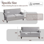 Set divanetto e poltrona decorativa con effetto lino, beige/grigio/marrone, 2 posti