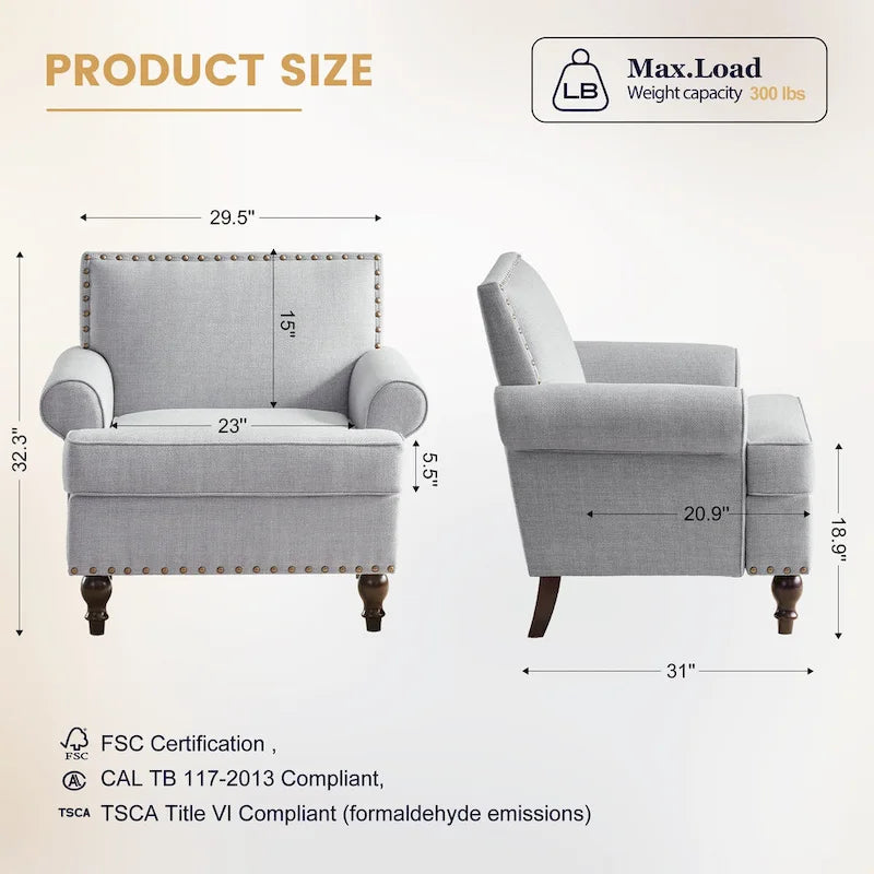 Set divanetto e poltrona decorativa con effetto lino, beige/grigio/marrone, 2 posti