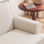 Set divanetto e poltrona decorativa con effetto lino, beige/grigio/marrone, 2 posti