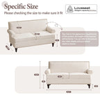 Set divanetto e poltrona decorativa con effetto lino, beige/grigio/marrone, 2 posti