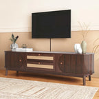 Mobile TV in rattan naturale bianco/marrone, 2 colori, adatto per TV fino a 75"