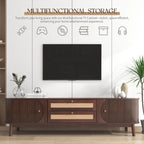 Mobile TV in rattan naturale bianco/marrone, 2 colori, adatto per TV fino a 75"