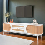 Mobile TV in rattan naturale bianco/marrone, 2 colori, adatto per TV fino a 75"