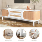 Mobile TV in rattan naturale bianco/marrone, 2 colori, adatto per TV fino a 75"