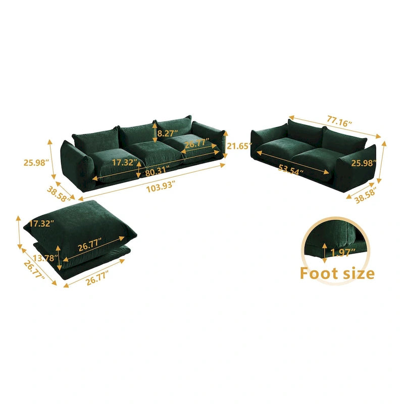 Divano componibile in ciniglia nero/arancio/beige/verde con pouf, 3-4 posti