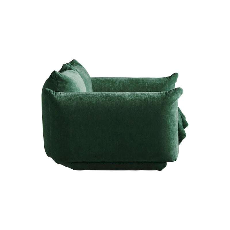Divano componibile in ciniglia nero/arancio/beige/verde con pouf, 3-4 posti