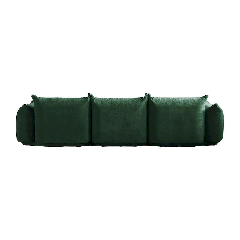 Divano componibile in ciniglia nero/arancio/beige/verde con pouf, 3-4 posti