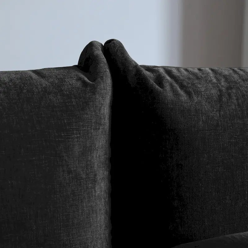 Divano componibile in ciniglia nero/arancio/beige/verde con pouf, 3-4 posti