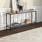 Hera 64  Wide Rectangular Console Table with Glass Shelf - 64  Wide