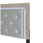 Set da camera da letto in similpelle trapuntata color crema con luci a LED, 4 pezzi, 1-2 persone
