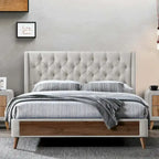 Letto a barca imbottito in tessuto beige – Singolo/Queen/King, 1-2 persone