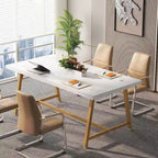 Tavolo riunioni rettangolare marrone / grigio / bianco / naturale, 6 persone, struttura in metallo