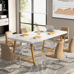 Tavolo riunioni rettangolare marrone / grigio / bianco / naturale, 6 persone, struttura in metallo