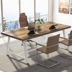 Tavolo riunioni rettangolare marrone / grigio / bianco / naturale, 6 persone, struttura in metallo