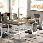 Tavolo riunioni rettangolare marrone / grigio / bianco / naturale, 6 persone, struttura in metallo