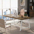 Tavolo riunioni rettangolare marrone / grigio / bianco / naturale, 6 persone, struttura in metallo