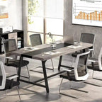 Tavolo riunioni rettangolare marrone / grigio / bianco / naturale, 6 persone, struttura in metallo
