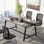 Tavolo riunioni rettangolare marrone / grigio / bianco / naturale, 6 persone, struttura in metallo