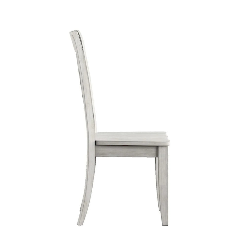 Set da Pranzo Rotondo in Stile Rustico da 7 Pezzi Bianco per 7 Persone (Tavolo + 4 Sedie in Legno + 2 Sedie a Pozzetto)