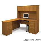 Scrivania a L per 1 persona con cassettiere, colore marrone toscano / ciliegio cappuccino / cioccolato fondente / noce grigio