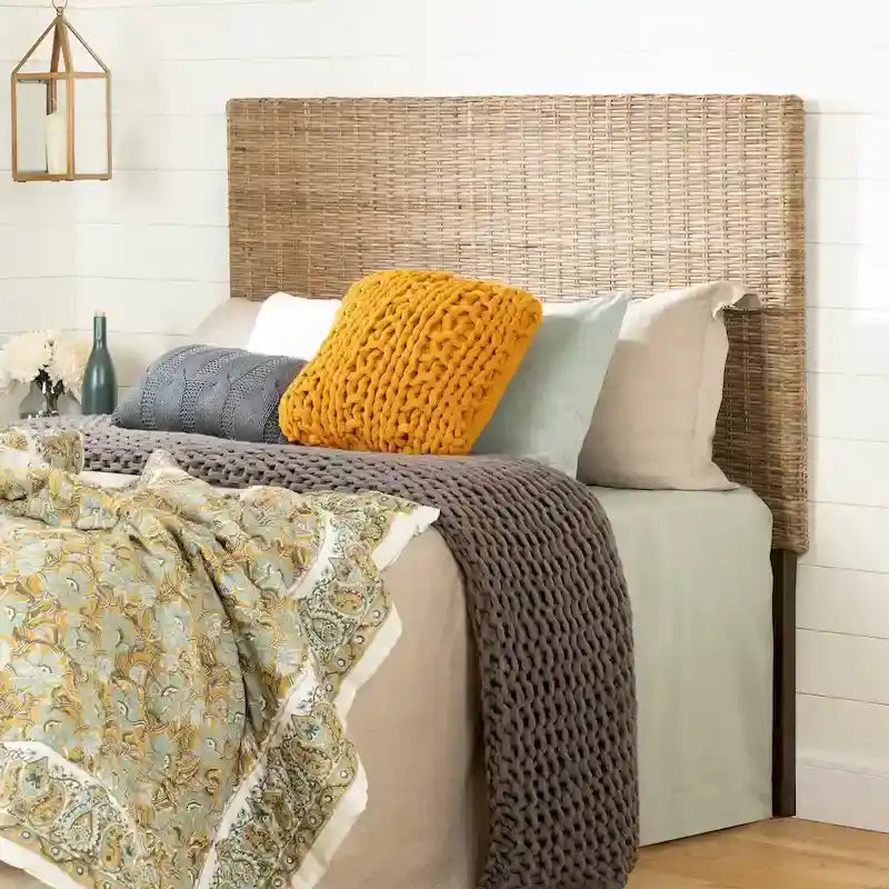 Testiera in Rattan Intrecciato da Parete – Queen/Full, Installazione per 1 Persona