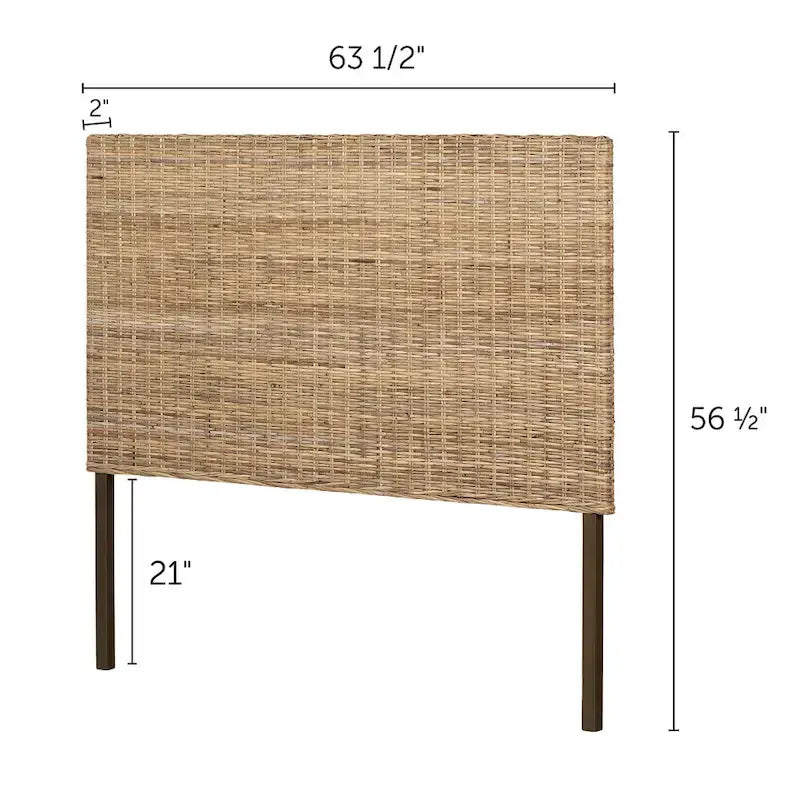 Testiera in Rattan Intrecciato da Parete – Queen/Full, Installazione per 1 Persona