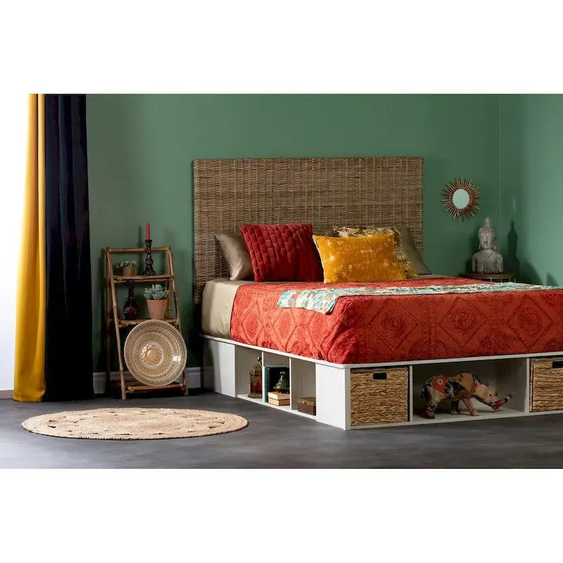 Testiera in Rattan Intrecciato da Parete – Queen/Full, Installazione per 1 Persona