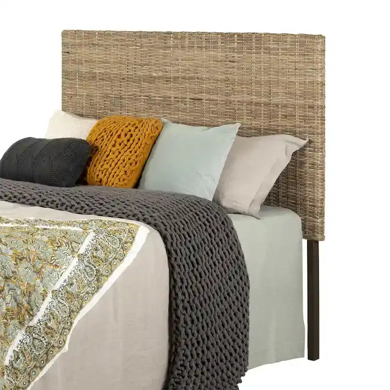 Testiera in Rattan Intrecciato da Parete – Queen/Full, Installazione per 1 Persona