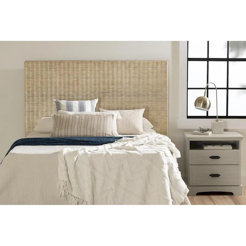 Testiera in Rattan Intrecciato da Parete – Queen/Full, Installazione per 1 Persona