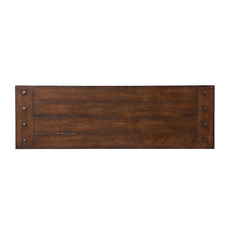 Tavolino da divano Kona Brown Oak Planked, stile spagnolo, con ripiano in legno