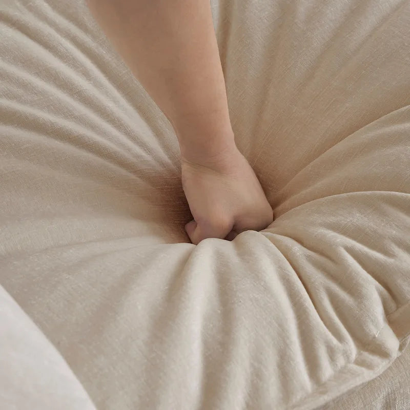Divano letto a 2+3 posti in ciniglia beige, divano modulare a seduta profonda per 5 persone