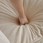 Divano letto a 2+3 posti in ciniglia beige, divano modulare a seduta profonda per 5 persone
