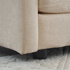 Divano letto a 2+3 posti in ciniglia beige, divano modulare a seduta profonda per 5 persone