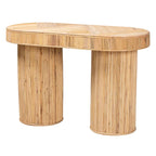 Tavolo consolle in rattan bohémien color miele chiaro, per 1 persona