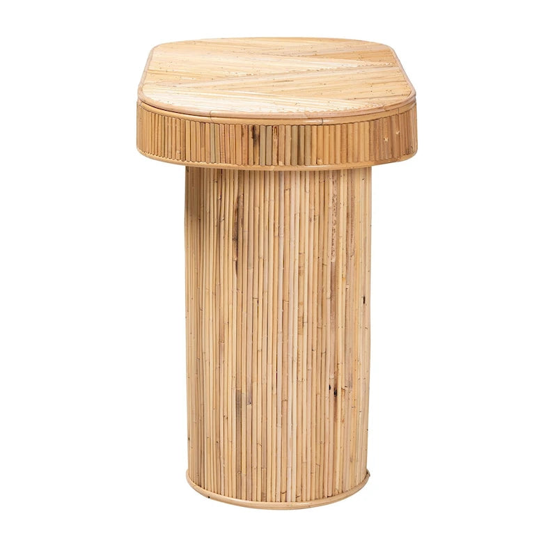 Tavolo consolle in rattan bohémien color miele chiaro, per 1 persona