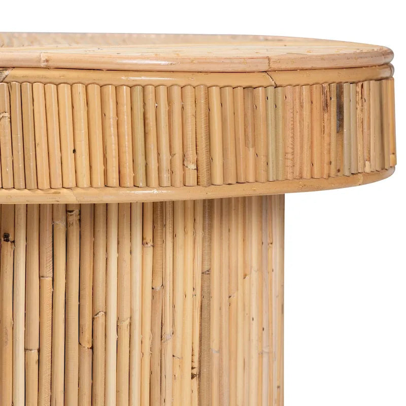 Tavolo consolle in rattan bohémien color miele chiaro, per 1 persona