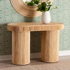 Tavolo consolle in rattan bohémien color miele chiaro, per 1 persona