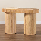Tavolo consolle in rattan bohémien color miele chiaro, per 1 persona