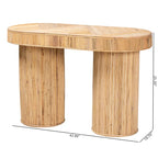Tavolo consolle in rattan bohémien color miele chiaro, per 1 persona