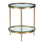 Tavolino rotondo a 2 ripiani in vetro, color oro/nero – 1 persona