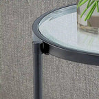 Tavolino rotondo a 2 ripiani in vetro, color oro/nero – 1 persona