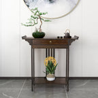 Bamboo Console Table Entryway Sofa Table Hallway Table with Drawer - 32 x13 x33 