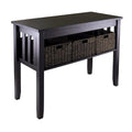 Espresso 2 Tier Entryway Hall Console Table with 3 Storage Baskets - 40 W x 18 D x 30 H